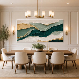 Emerald Terraces in a refined dining room with white frame