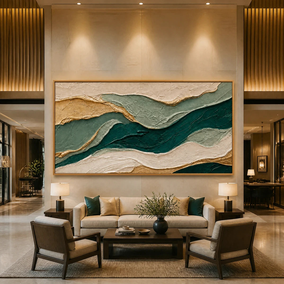 Emerald Terraces in a refined hotel interior with wood frame