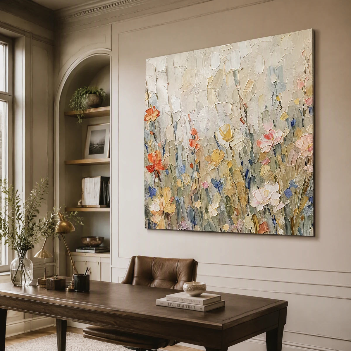 Wildflower Veil in a refined office, frameless