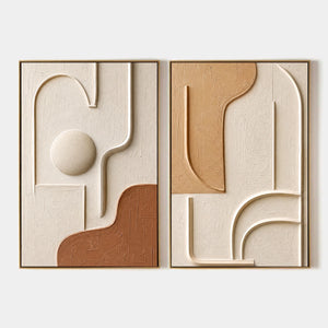 Modern Relief Pair hand-painted artwork