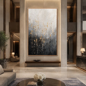 Golden Dust Descent in a refined hotel interior with wood frame