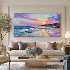 Prismatic Tide in a refined living room with gold frame