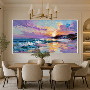 Prismatic Tide in a refined dining room with white frame