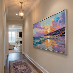 Prismatic Tide in a refined entry hall with silver frame