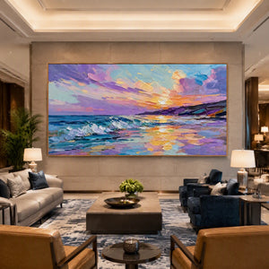 Prismatic Tide in a refined hotel interior with wood frame