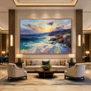 Violet Coastal Light in a refined hotel interior with wood frame