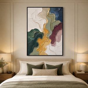 Mineral Veins in a refined bedroom with black frame