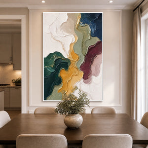 Mineral Veins in a refined dining room with white frame