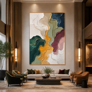 Mineral Veins in a refined hotel interior with wood frame