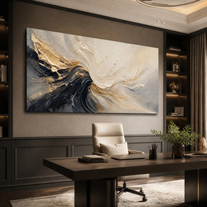 Monochrome Surge in a refined office, frameless