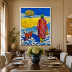 Winter Companions in a refined dining room with white frame