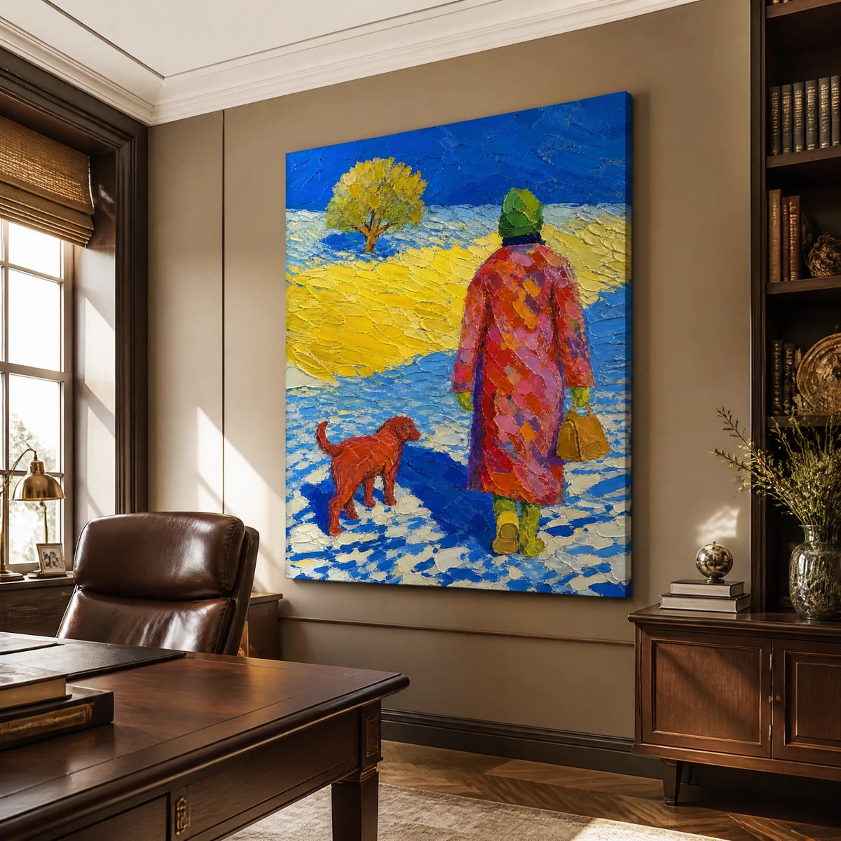 Winter Companions in a refined office, frameless