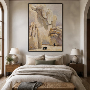Canyon Pilgrim in a refined bedroom with black frame