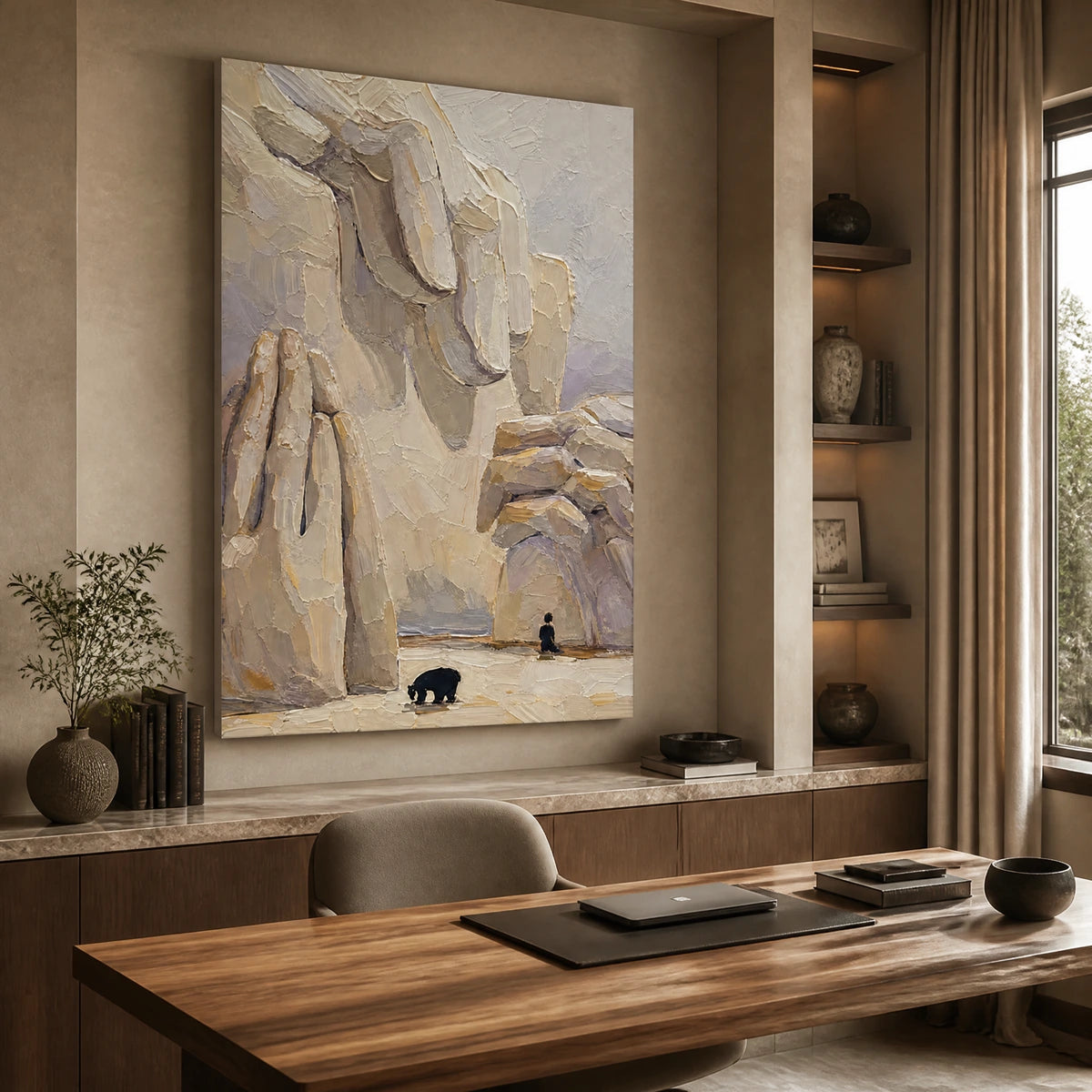 Canyon Pilgrim in a refined office, frameless