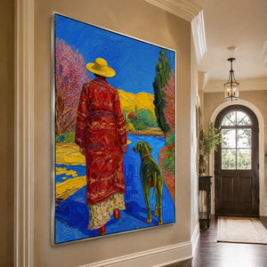 Scarlet Promenade in a refined entry hall with silver frame