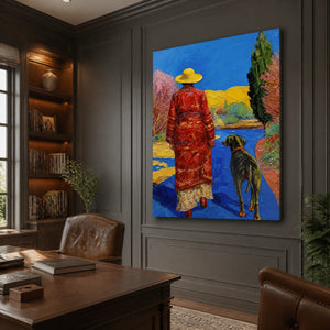 Scarlet Promenade in a refined office, frameless