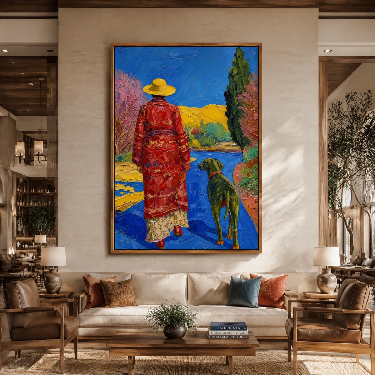 Scarlet Promenade in a refined hotel interior with wood frame