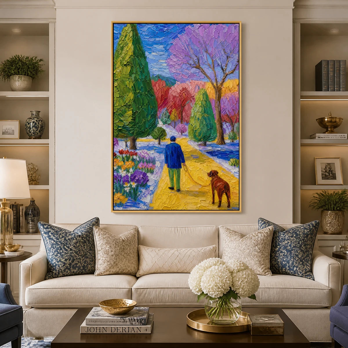Violet Garden Walk in a refined living room with gold frame