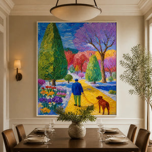 Violet Garden Walk in a refined dining room with white frame