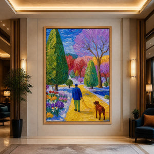 Violet Garden Walk in a refined hotel interior with wood frame