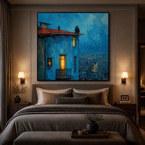 Blue Hour Rooftop in a refined bedroom with black frame