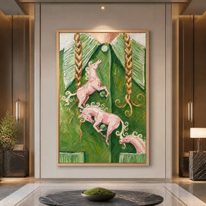 Carousel Dreams in a refined hotel interior with wood frame