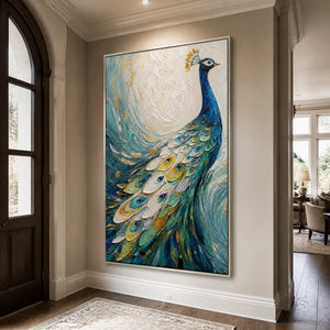 Sapphire Plume in a refined entry hall with silver frame