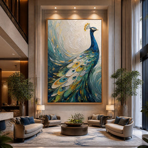 Sapphire Plume in a refined hotel interior with wood frame