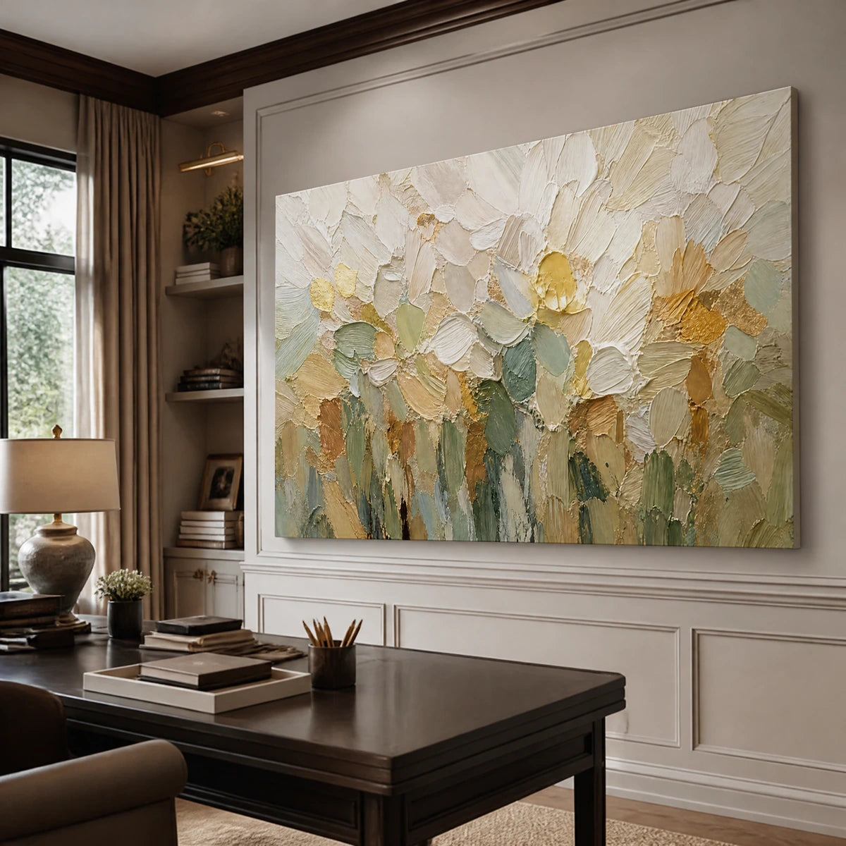 Ivory Petal Meadow in a refined office, frameless