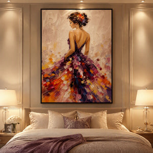Mosaic Ball Gown in a refined bedroom with black frame