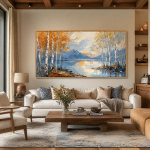 Amber Birch Shore in a refined living room with gold frame