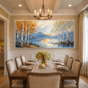 Amber Birch Shore in a refined dining room with white frame