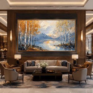 Amber Birch Shore in a refined hotel interior with wood frame