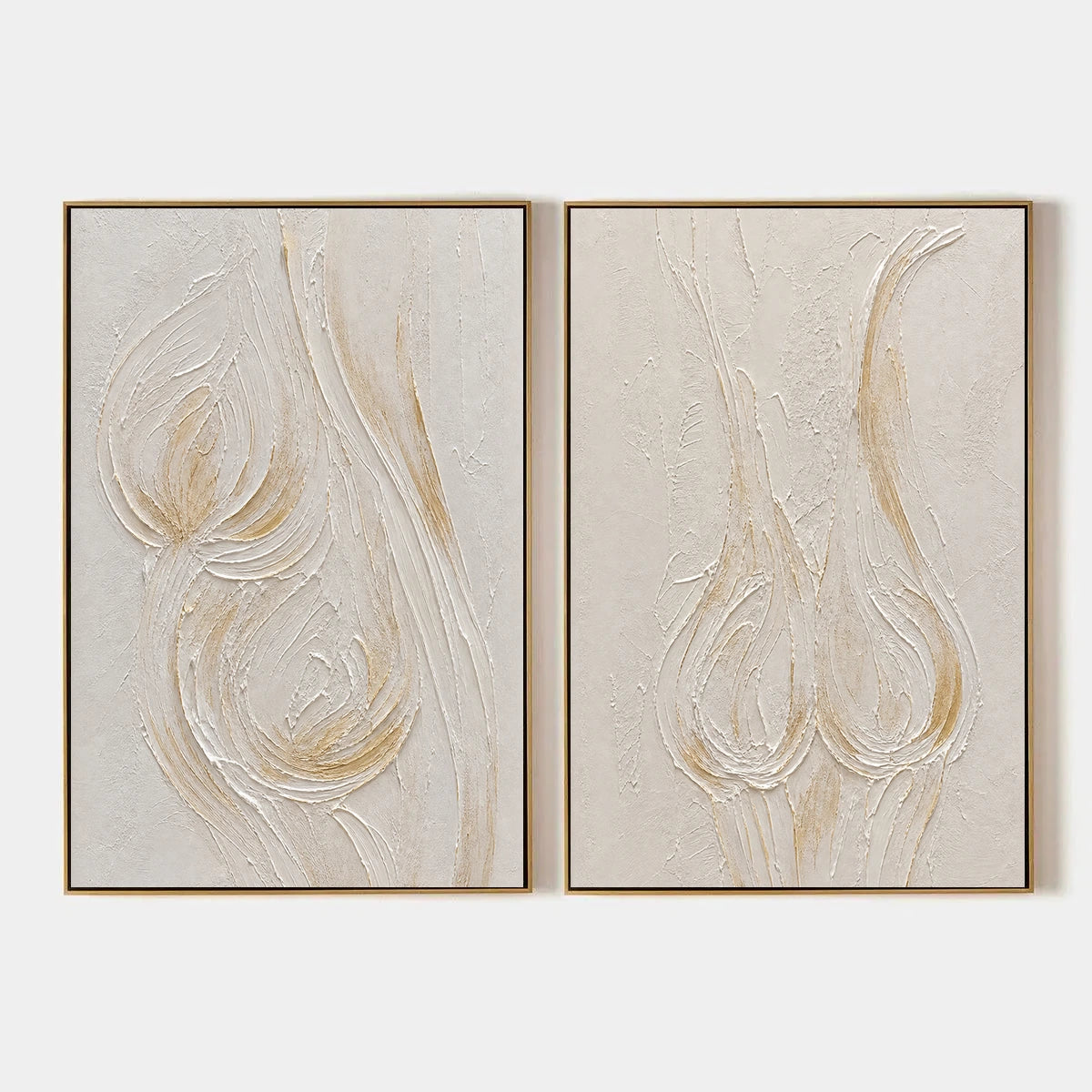 Ivory Lotus Duet hand-painted artwork