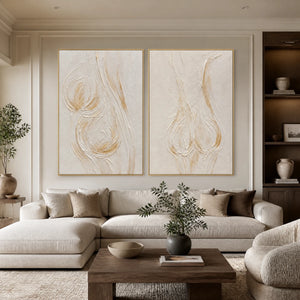 Ivory Lotus Duet in a refined living room with gold frame