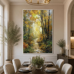 Forest Cathedral Light in a refined dining room with white frame