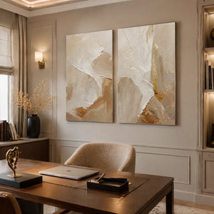 Sandstone Passage Duet in a refined office, frameless
