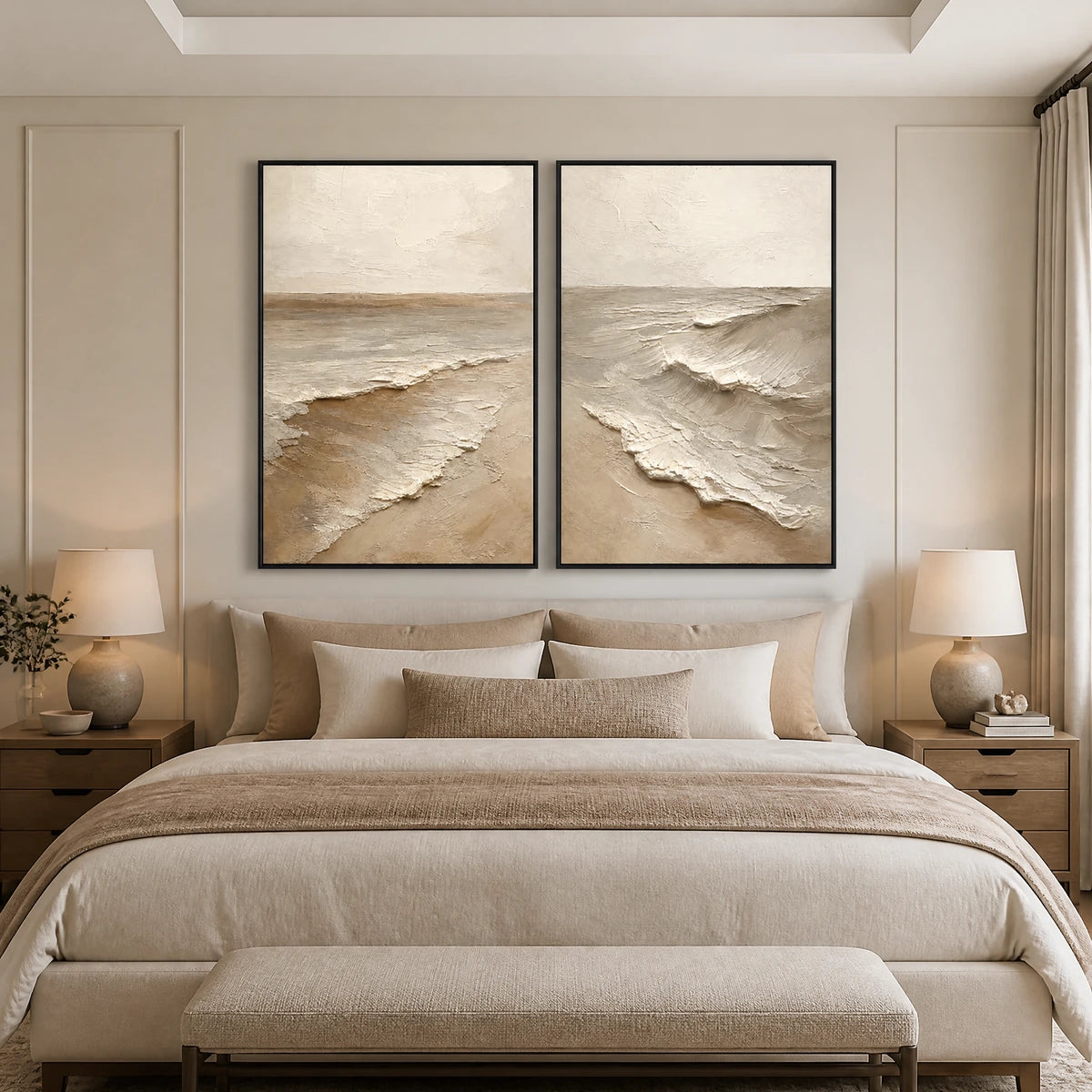Coastal Fold Duet in a refined bedroom with black frame