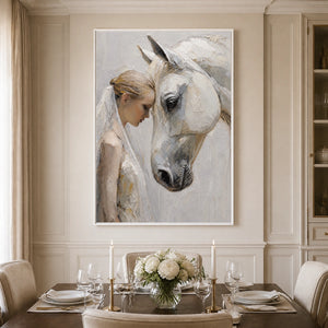 Quiet Bond in a refined dining room with white frame
