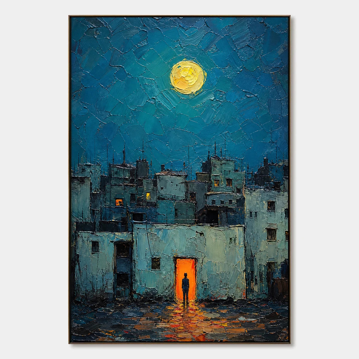 Moonlit Blue Quarter hand-painted artwork