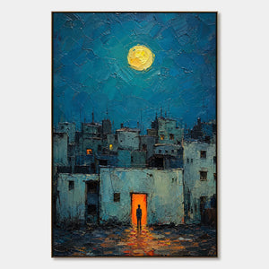 Moonlit Blue Quarter hand-painted artwork