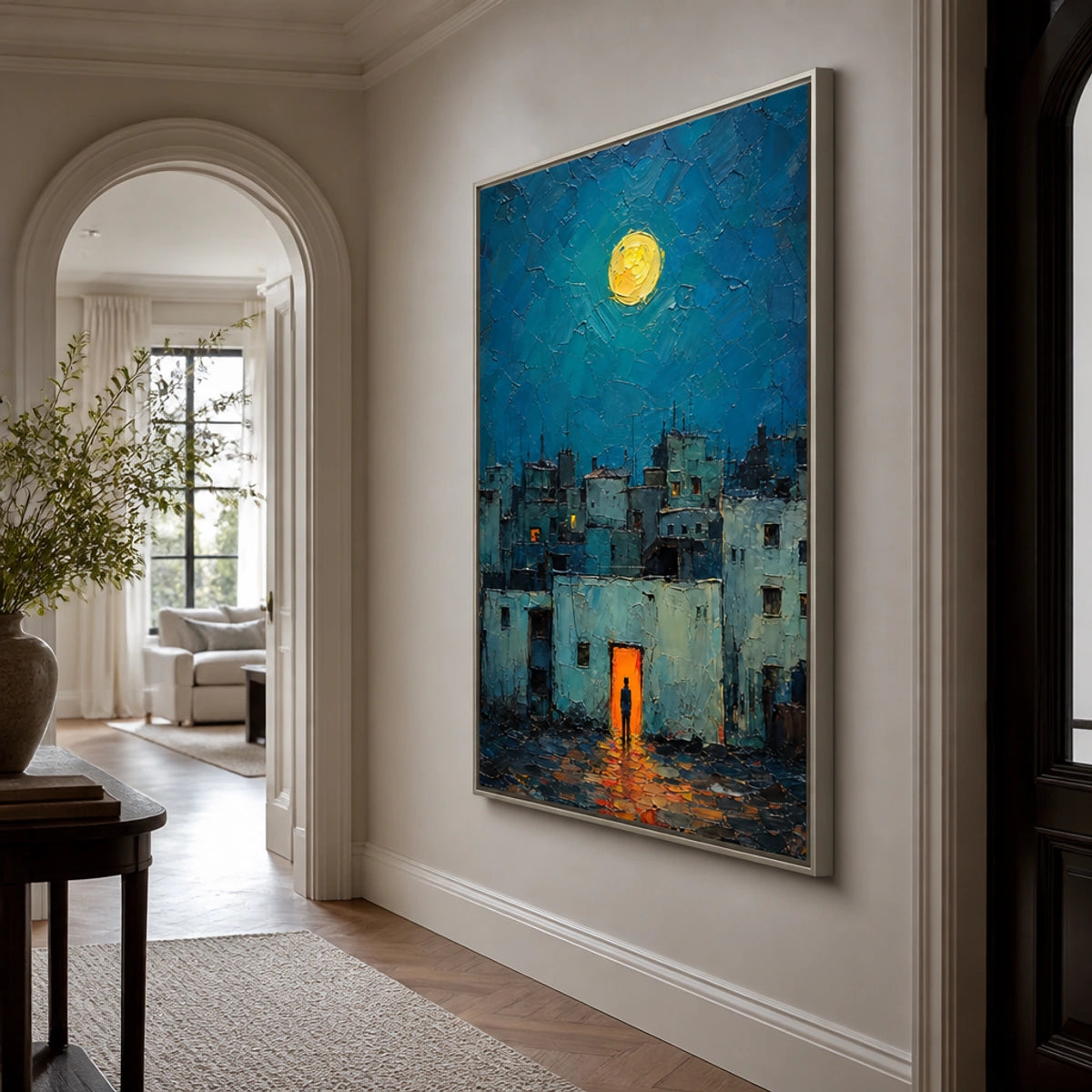 Moonlit Blue Quarter in a refined entry hall with silver frame