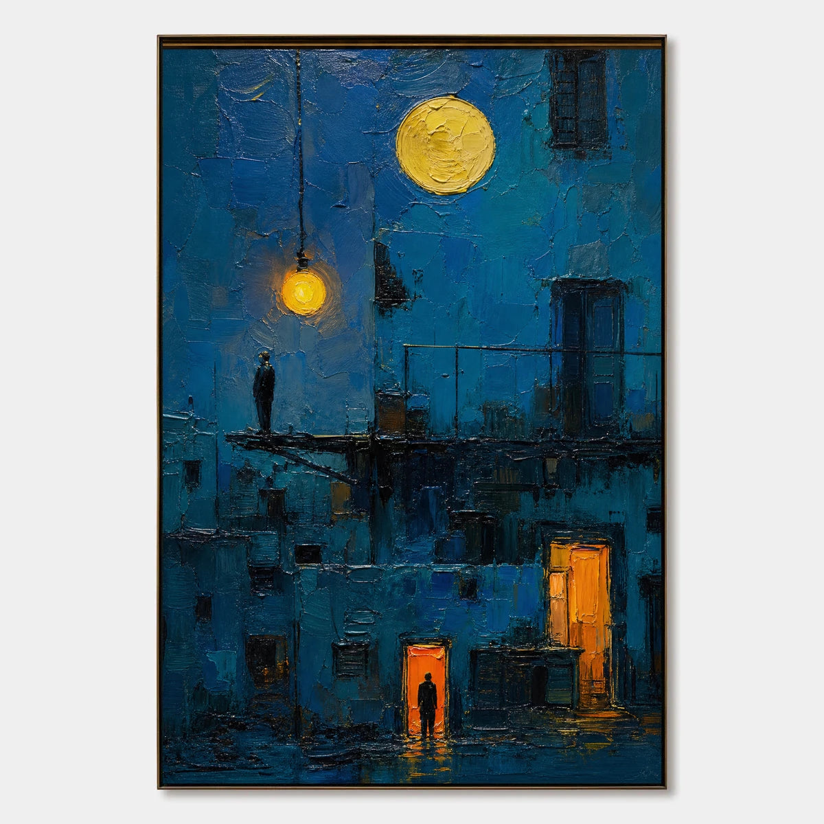 Lanterns Over Blue City hand-painted artwork