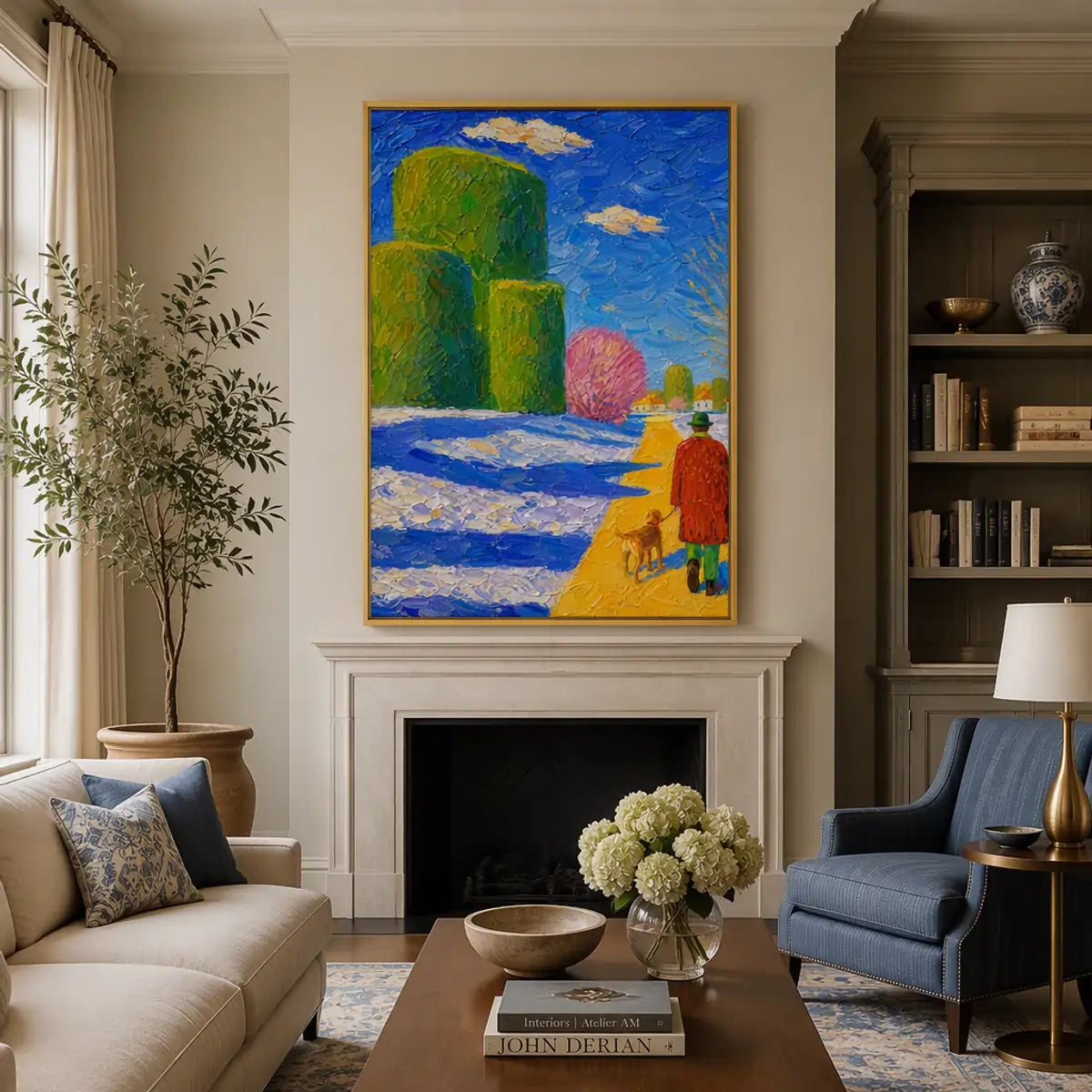 Garden Pilgrim in a refined living room with gold frame