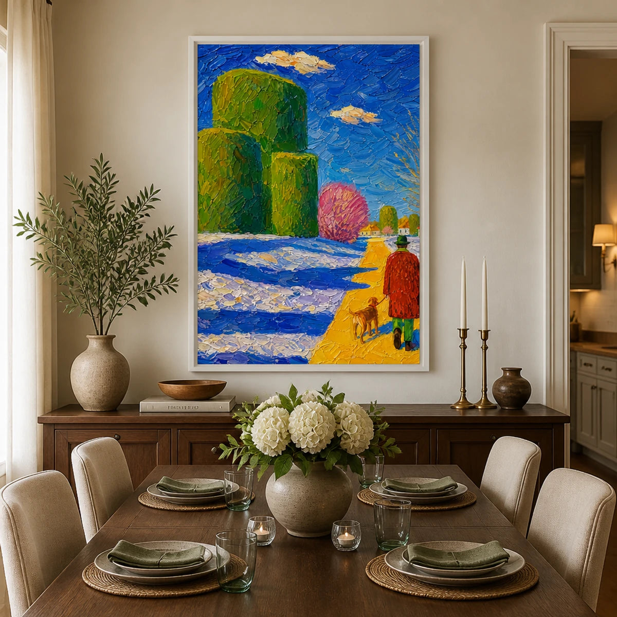 Garden Pilgrim in a refined dining room with white frame