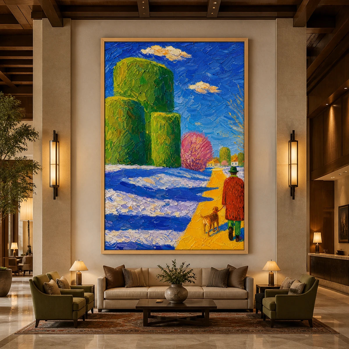 Garden Pilgrim in a refined hotel interior with wood frame