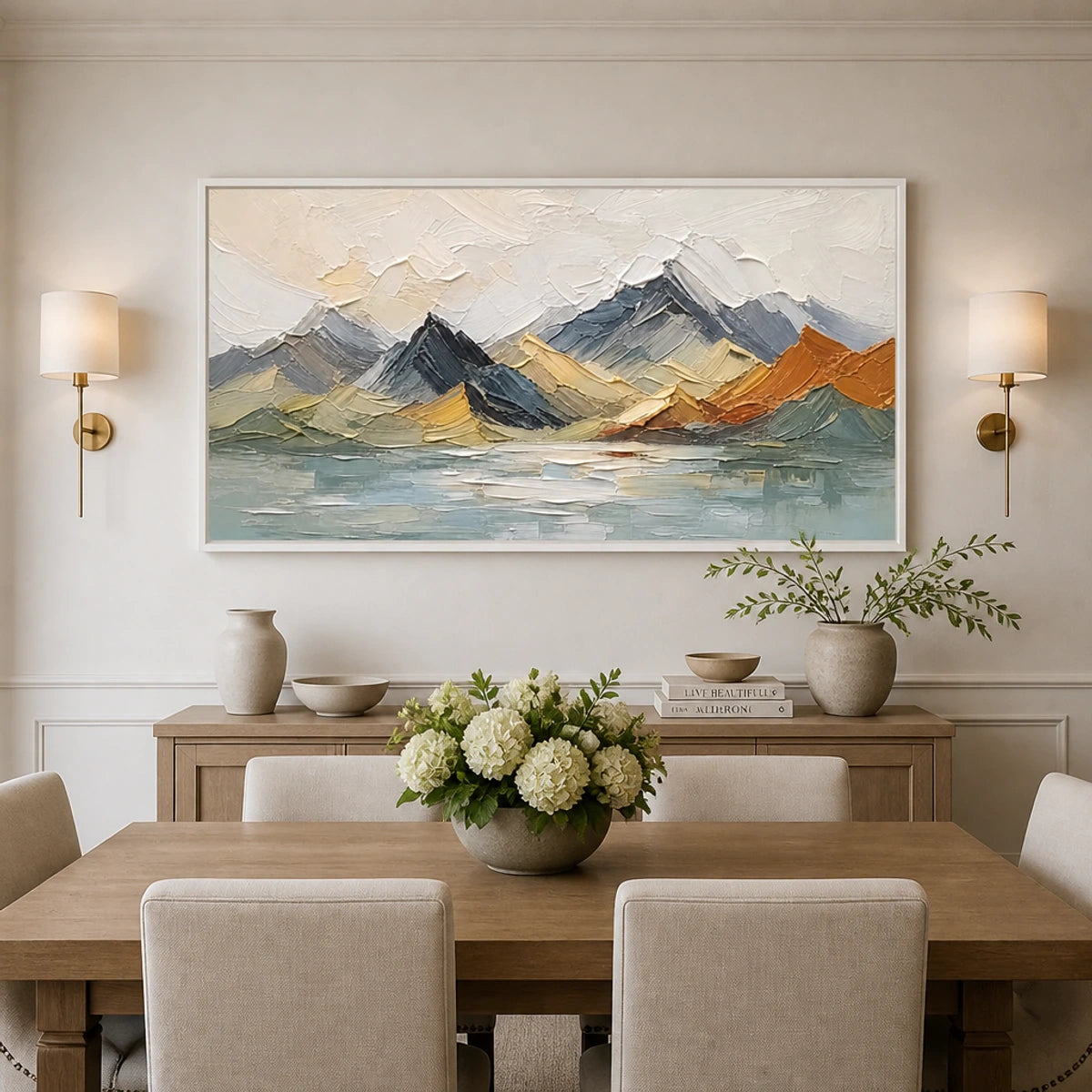 Alpine Mosaic Ridge in a refined dining room with white frame