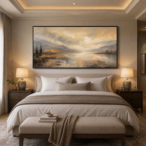 Veiled Valley Light in a refined bedroom with black frame