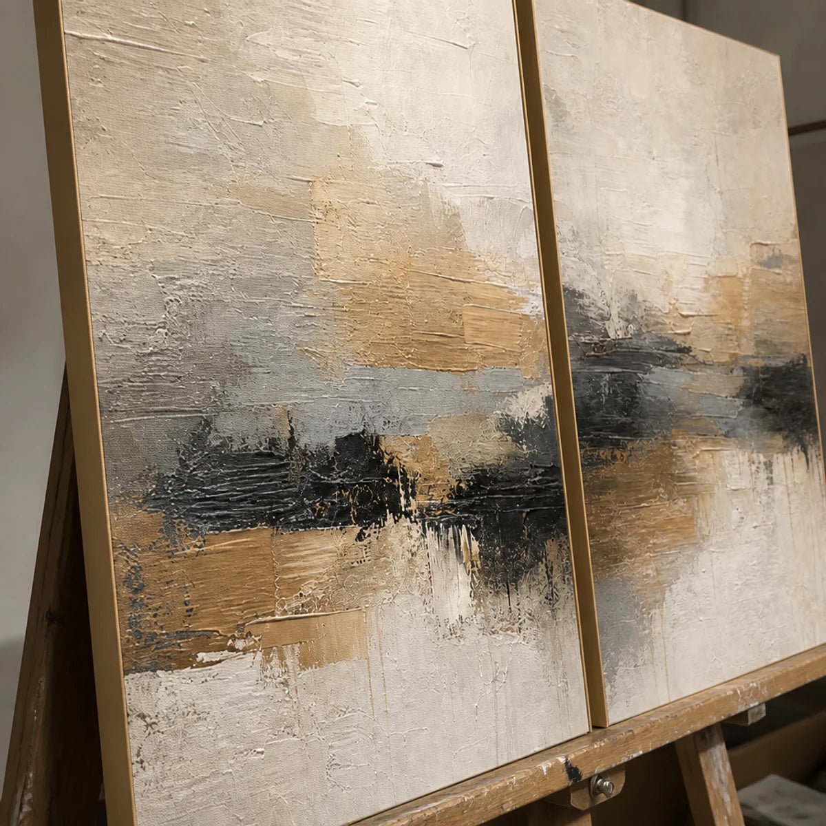 Close-up detail of Horizon Echo Duet showing hand-painted texture and part of the frame