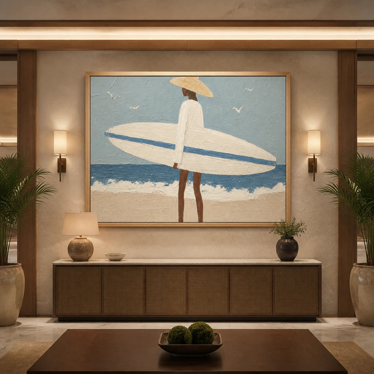 Coastline Bearer in a refined hotel interior with wood frame